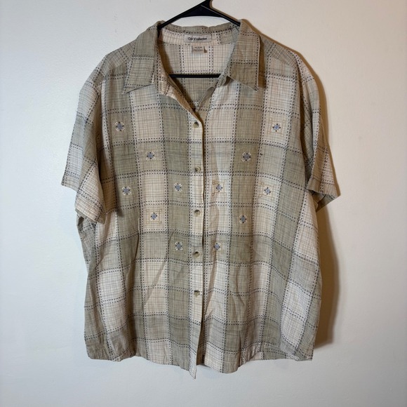 Club "2" collection Tops - Vintage Club‎ 2 Collection Plaid Button Up Short Sleeve Shirt Size 22/24